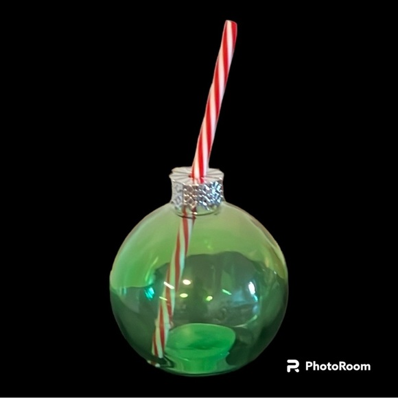 NWT | Christmas Ball Tumbler | Green & Silver | Glass | 13.3oz - Picture 2 of 9